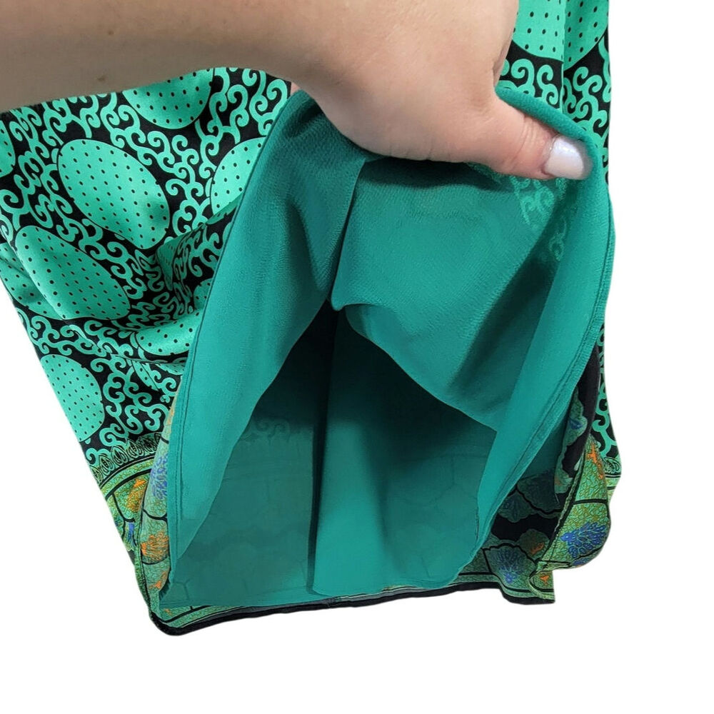 Voom By Joy Han Dress Womens Large Green Silk One Shoulder Ruffle Sleeve Mini - Picture 6 of 12